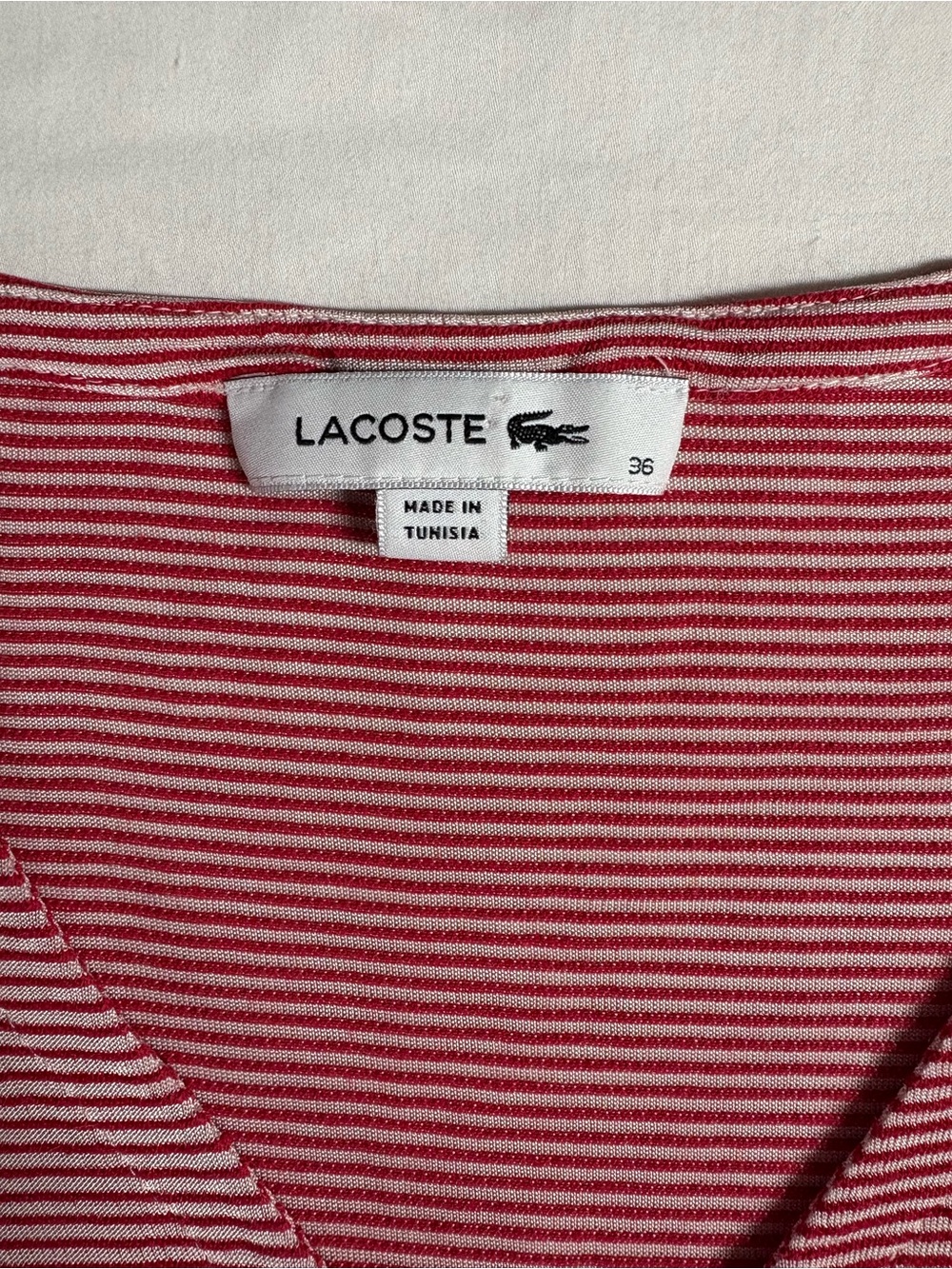 Lacoste Striped V-Neck Short Sleeve Tee - Picture 4 of 5